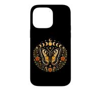 Custodia per iPhone 14 Pro Max Farfalla Fasi Lunari Cottagecore Natura Fiori