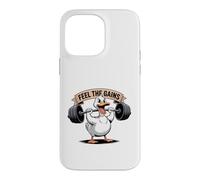 Custodia per iPhone 14 Pro Max Feel The Gains Duck - Allenamento per sollevamento pesi