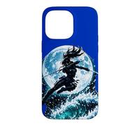 Custodia per iPhone 14 Pro Max Female Anime Ninja Warrior with Swords Under Full Moon