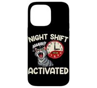 Custodia per iPhone 14 Pro Max Funny Cat Night Shift attivato Miao Amante Gatto Humor Kitty