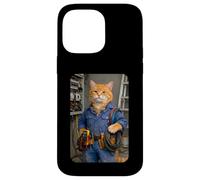 Custodia per iPhone 14 Pro Max Funny Electrician Cat Meme Handyman Hilarious Cat Joke