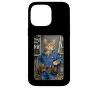 Custodia per iPhone 14 Pro Max Funny Electrician Cat Meme Handyman Hilarious Tabby Cat Joke