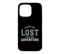 Custodia per iPhone 14 Pro Max Funny Hiking Compass dice che il cuore perduto dice avventura