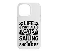 Custodia per iPhone 14 Pro Max Gatti E Vela Barca A Vela Divertente Vela