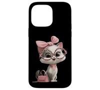 Custodia per iPhone 14 Pro Max Gattino Grigio Gatto Rosa Leopard Occhiali Glam Fashion Graphic