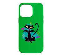Custodia per iPhone 14 Pro Max Gatto nero vampiro retrò Atomic Age Mid-Century con ali di pipistrello