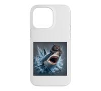Custodia per iPhone 14 Pro Max Gatto Squalo che salta fuori dall'acqua Opera d'arte per gli amanti dell'oceano
