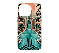 Custodia per iPhone 14 Pro Max Geometria Art Deco a bordo piscina