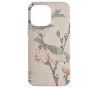 Custodia per iPhone 14 Pro Max Giapponese Art Birds Occhi bianchi su un ramo di pesco