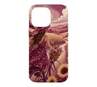Custodia per iPhone 14 Pro Max Giro in bicicletta oltre i campi di girasole