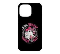 Custodia per iPhone 14 Pro Max Give Breast Cancer the Boot Cowgirl Ghost Cappello Western Rosa