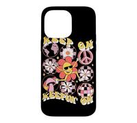 Custodia per iPhone 14 Pro Max Grafica retrò con margherita "Keep On Keepin' On"