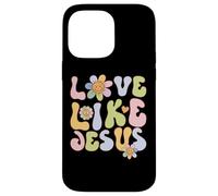 Custodia per iPhone 14 Pro Max Groovy Love Like Jesus Religious God Christian Graphic