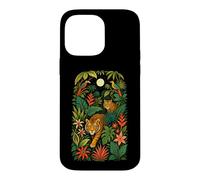 Custodia per iPhone 14 Pro Max Henri Rousseau ispirato alla tigre tropicale della giungla botanica