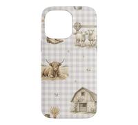 Custodia per iPhone 14 Pro Max Highland Mucca Pecora Rustico Fattoria Paese Acquerello