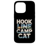 Custodia per iPhone 14 Pro Max Hook Line Camp Cat Funny Camping Pesca