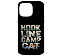 Custodia per iPhone 14 Pro Max Hook Line Camp Cat Funny Camping Pesca