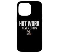 Custodia per iPhone 14 Pro Max Hot Work Never Stops Welder Welding Blue Collar Job Work