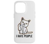 Custodia per iPhone 14 Pro Max I Hate People Sign,Funny Cat Giving the Finger Flipping Off