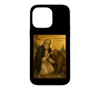 Custodia per iPhone 14 Pro Max Icona ortodossa di San Serafino di Sarov con un orso
