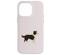 Custodia per iPhone 14 Pro Max Illustrazione a righe rosa Border Collie carino per cane mamma