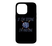Custodia per iPhone 14 Pro Max Illustrazione blu If I'm sitting I'm Knitting Yarn Ball