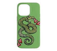 Custodia per iPhone 14 Pro Max Illustrazione del serpente che colpisce il tatuaggio del serpente che sibila verde