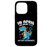 Custodia per iPhone 14 Pro Max In April We Wear Blue Autism Awareness Month Dinosaur T-Rex