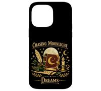 Custodia per iPhone 14 Pro Max Inseguendo i sogni al chiaro di luna Libro celeste vintage