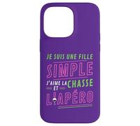Custodia per iPhone 14 Pro Max Je Suis Une Fille Simple J'aime La Chasse et L'Apéro Cadeau