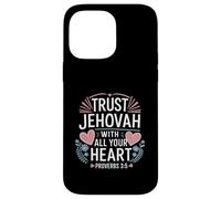 Custodia per iPhone 14 Pro Max Jehovah's Witness Trust Jehovah Heart Proverbs 3:5 JW ORG JW