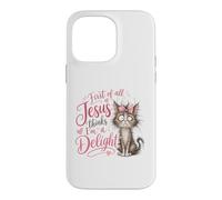 Custodia per iPhone 14 Pro Max Jesus Thinks I'm A Delight Funny Christian Faith Cat Lover