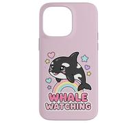 Custodia per iPhone 14 Pro Max Kawaii Orca Rainbow Whale Guardando Chibi Whale Girls