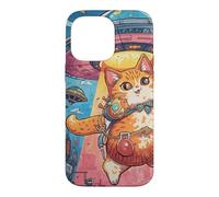 Custodia per iPhone 14 Pro Max Kawaii Pesca Gatto Alieno UFO Rapimento