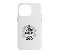 Custodia per iPhone 14 Pro Max Keep Calm and Trust God Messaggio cristiano ispiratore