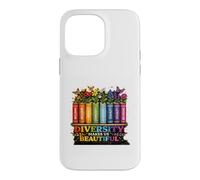 Custodia per iPhone 14 Pro Max La diversità ci rende bellissimi libri arcobaleno fiori