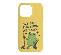 Custodia per iPhone 14 Pro Max Lasciamo cadere il disco all'alba Funny Hockey Frog