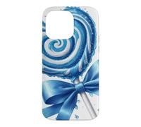 Custodia per iPhone 14 Pro Max Lecca lecca cuore caramella menta piperita blu