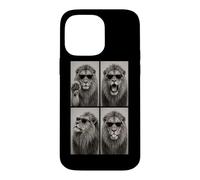 Custodia per iPhone 14 Pro Max Leone Occhiali da sole Photo Booth Selfie Ritratto Umoristico