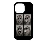 Custodia per iPhone 14 Pro Max Leone Occhiali da sole Photo Booth Selfie Ritratto Umoristico