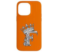 Custodia per iPhone 14 Pro Max Lettera F iniziale + corona arancione