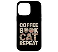 Custodia per iPhone 14 Pro Max Libro del caffè Cat Repeat Cute Cozy Cat Lover