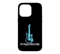 Custodia per iPhone 14 Pro Max Life Happens Music Helps Electric Guitar Outline