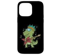 Custodia per iPhone 14 Pro Max Little T-Rex Dino che suona la chitarra rock
