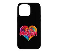 Custodia per iPhone 14 Pro Max Maglietta con scritta "I Heart Love Melvin", con nome colorato