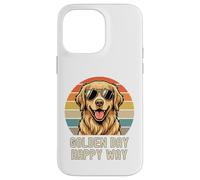 Custodia per iPhone 14 Pro Max Maglietta per cani Golden Retriever Golden Day Happy Way retrò vintage