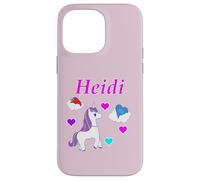 Custodia per iPhone 14 Pro Max Maglietta per compleanno con unicorno e nome Heidi, personalizzabile