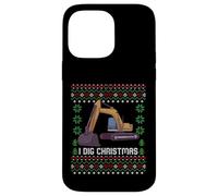 Custodia per iPhone 14 Pro Max Maglione natalizio I Dig Christmas Excavator Ugly