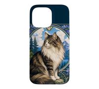 Custodia per iPhone 14 Pro Max Majestic Longhair Cat Montagna Art Nouveau