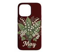 Custodia per iPhone 14 Pro Max May Birth Flower Lily of the Valley & Hawthorn Birthday